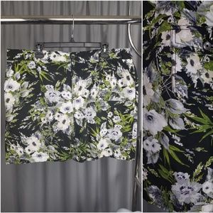 Black & White Floral Mini Short Skirt